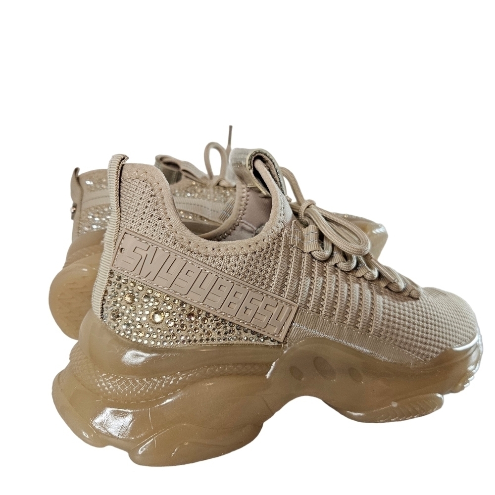 Steve Madden Maxima Rose Gold Lace Up Rhinestone Fashion Sneakers Sz 7.5 - Picture 10 of 14